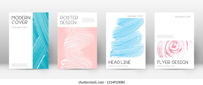 Cover page design template. Minimal brochure layout. Charming trendy abstract cover page. Pink and blue grunge texture background. Emotional poster.