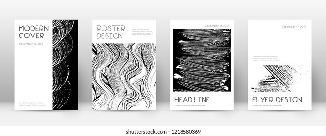Cover page design template. Minimal brochure layout. Captivating trendy abstract cover page. Black and white grunge texture background. Great poster.