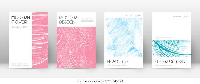 Cover page design template. Minimal brochure layout. Captivating trendy abstract cover page. Pink and blue grunge texture background. Tempting poster.