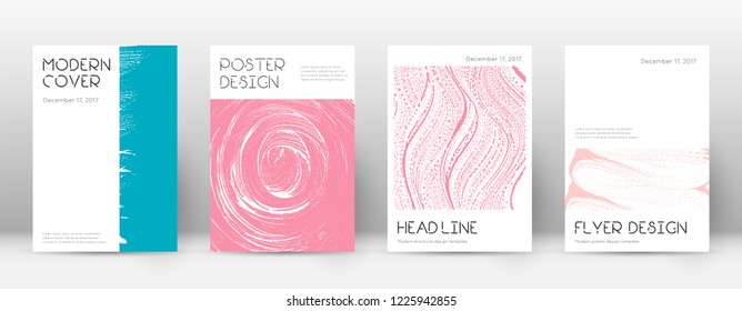 Cover page design template. Minimal brochure layout. Charming trendy abstract cover page. Pink and blue grunge texture background. Fresh poster.