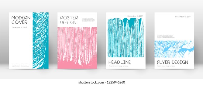 Cover page design template. Minimal brochure layout. Charming trendy abstract cover page. Pink and blue grunge texture background. Fascinating poster.