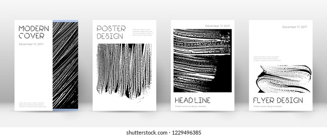 Cover page design template. Minimal brochure layout. Captivating trendy abstract cover page. Black and white grunge texture background. Positive poster.