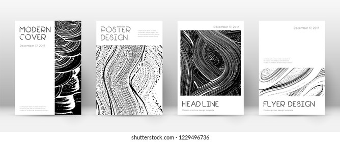 Cover page design template. Minimal brochure layout. Captivating trendy abstract cover page. Black and white grunge texture background. Mind-blowing poster.