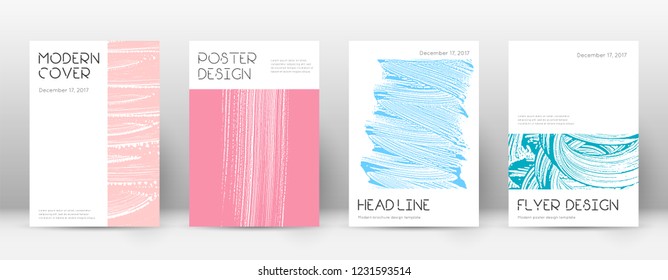 Cover page design template. Minimal brochure layout. Captivating trendy abstract cover page. Pink and blue grunge texture background. Resplendent poster.