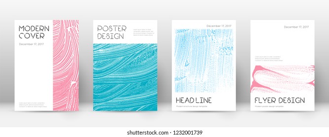 Cover page design template. Minimal brochure layout. Captivating trendy abstract cover page. Pink and blue grunge texture background. Unusual poster.