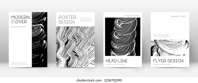 Cover page design template. Minimal brochure layout. Captivating trendy abstract cover page. Black and white grunge texture background. Imaginative poster.