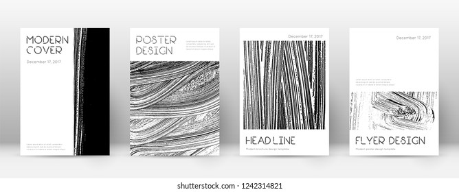 Cover page design template. Minimal brochure layout. Captivating trendy abstract cover page. Black and white grunge texture background. Good-looking poster.