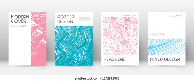 Cover page design template. Minimal brochure layout. Charming trendy abstract cover page. Pink and blue grunge texture background. Lively poster.