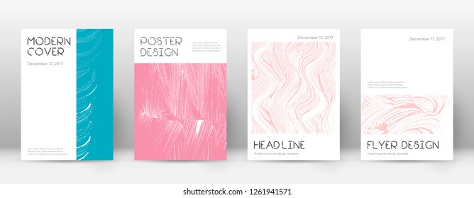 Cover page design template. Minimal brochure layout. Charming trendy abstract cover page. Pink and blue grunge texture background. Tempting poster.