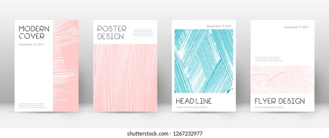 Cover page design template. Minimal brochure layout. Charming trendy abstract cover page. Pink and blue grunge texture background. Bewitching poster.