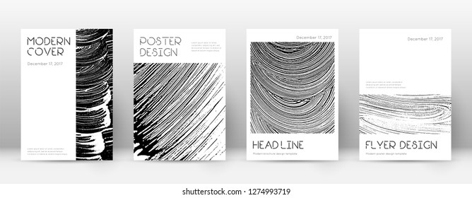 Cover page design template. Minimal brochure layout. Captivating trendy abstract cover page. Black and white grunge texture background. Ideal poster.