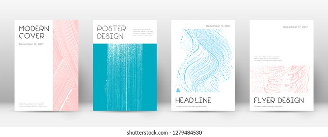 Cover page design template. Minimal brochure layout. Charming trendy abstract cover page. Pink and blue grunge texture background. Noteworthy poster.