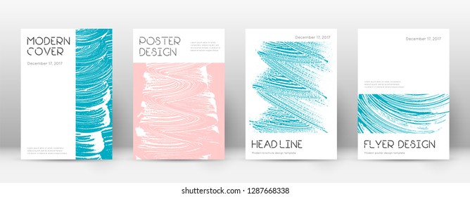 Cover page design template. Minimal brochure layout. Charming trendy abstract cover page. Pink and blue grunge texture background. Rare poster.