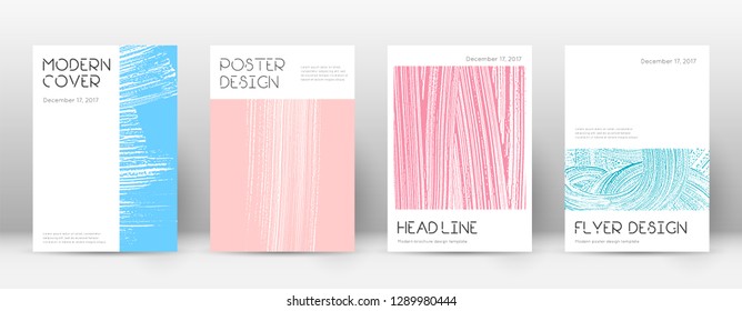 Cover page design template. Minimal brochure layout. Charming trendy abstract cover page. Pink and blue grunge texture background. Original poster.