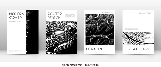 Cover page design template. Minimal brochure layout. Captivating trendy abstract cover page. Black and white grunge texture background. Powerful poster.