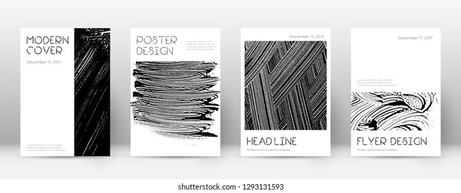 Cover page design template. Minimal brochure layout. Captivating trendy abstract cover page. Black and white grunge texture background. Posh poster.