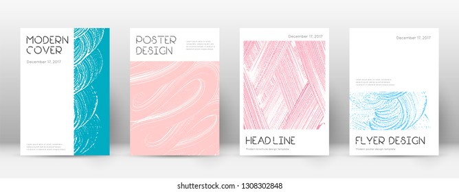 Cover page design template. Minimal brochure layout. Charming trendy abstract cover page. Pink and blue grunge texture background. Bizarre poster.