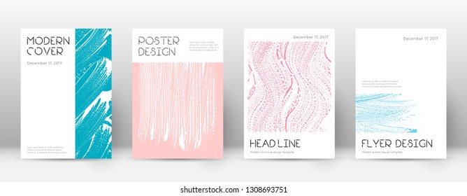 Cover page design template. Minimal brochure layout. Charming trendy abstract cover page. Pink and blue grunge texture background. Comely poster.