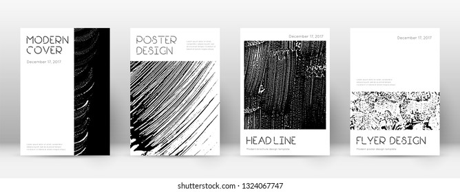 Cover page design template. Minimal brochure layout. Captivating trendy abstract cover page. Black and white grunge texture background. Marvelous poster.