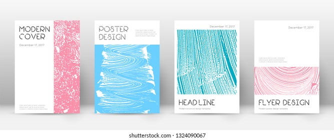 Cover page design template. Minimal brochure layout. Charming trendy abstract cover page. Pink and blue grunge texture background. Cute poster.