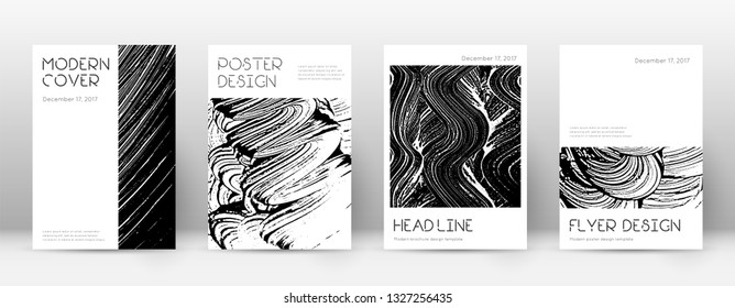 Cover page design template. Minimal brochure layout. Captivating trendy abstract cover page. Black and white grunge texture background. Extra poster.