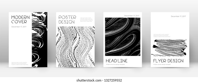 Cover page design template. Minimal brochure layout. Captivating trendy abstract cover page. Black and white grunge texture background. Pretty poster.