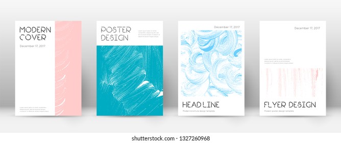 Cover page design template. Minimal brochure layout. Charming trendy abstract cover page. Pink and blue grunge texture background. Incredible poster.