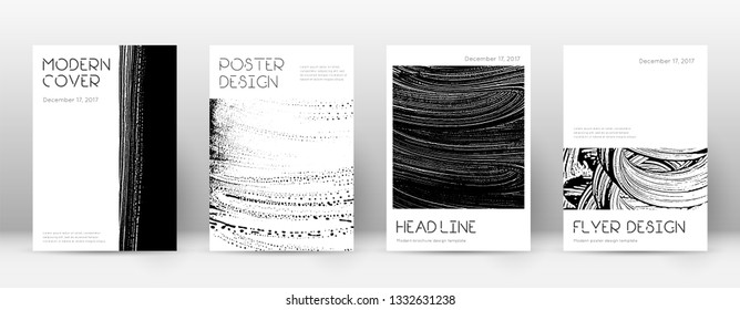 Cover page design template. Minimal brochure layout. Captivating trendy abstract cover page. Black and white grunge texture background. Fabulous poster.