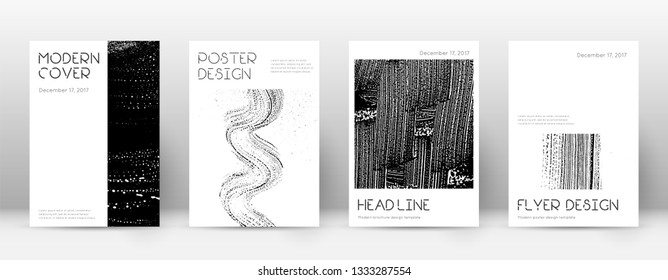 Cover page design template. Minimal brochure layout. Captivating trendy abstract cover page. Black and white grunge texture background. Flawless poster.