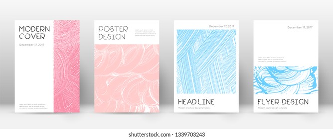 Cover page design template. Minimal brochure layout. Charming trendy abstract cover page. Pink and blue grunge texture background. Captivating poster.