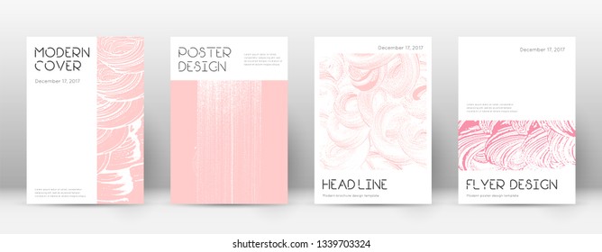 Cover page design template. Minimal brochure layout. Charming trendy abstract cover page. Pink and blue grunge texture background. Indelible poster.