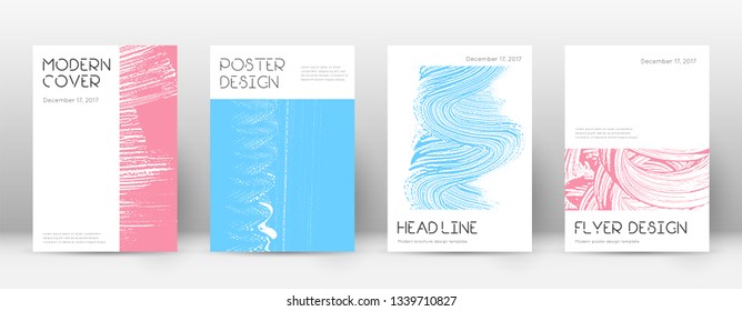 Cover page design template. Minimal brochure layout. Classic trendy abstract cover page. Pink and blue grunge texture background. Delightful poster.