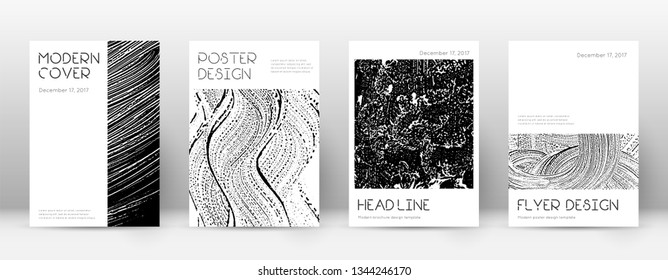 Cover page design template. Minimal brochure layout. Captivating trendy abstract cover page. Black and white grunge texture background. Fantastic poster.