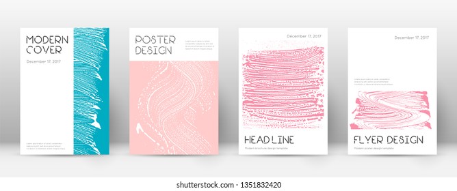 Cover page design template. Minimal brochure layout. Charming trendy abstract cover page. Pink and blue grunge texture background. Majestic poster.