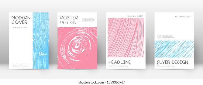 Cover page design template. Minimal brochure layout. Charming trendy abstract cover page. Pink and blue grunge texture background. Delicate poster.