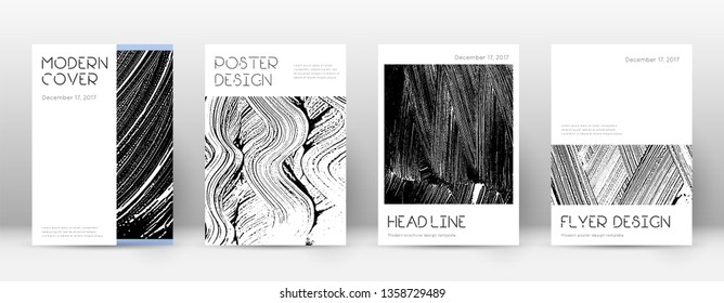 Cover page design template. Minimal brochure layout. Captivating trendy abstract cover page. Black and white grunge texture background. Magnetic poster.