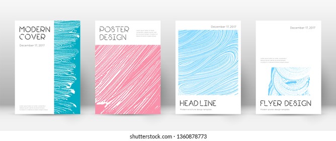 Cover page design template. Minimal brochure layout. Charming trendy abstract cover page. Pink and blue grunge texture background. Quaint poster.