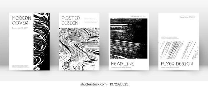 Cover page design template. Minimal brochure layout. Captivating trendy abstract cover page. Black and white grunge texture background. Neat poster.