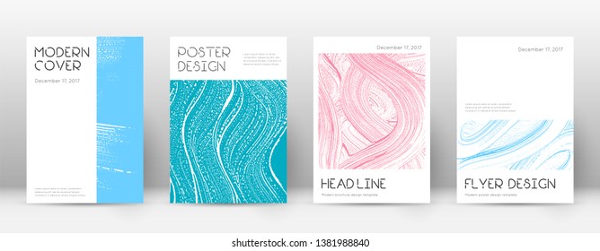 Cover page design template. Minimal brochure layout. Classic trendy abstract cover page. Pink and blue grunge texture background. Brilliant poster.