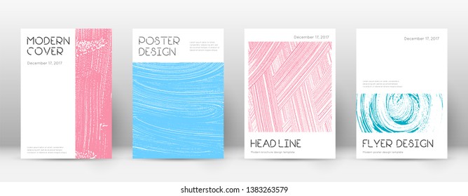 Cover page design template. Minimal brochure layout. Captivating trendy abstract cover page. Pink and blue grunge texture background. Valuable poster.