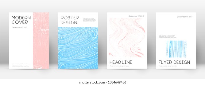 Cover page design template. Minimal brochure layout. Charming trendy abstract cover page. Pink and blue grunge texture background. Symmetrical poster.