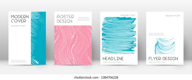 Cover page design template. Minimal brochure layout. Charming trendy abstract cover page. Pink and blue grunge texture background. Vibrant poster.
