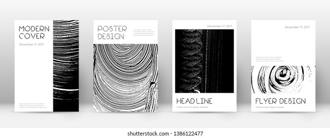 Cover page design template. Minimal brochure layout. Captivating trendy abstract cover page. Black and white grunge texture background. Perfect poster.