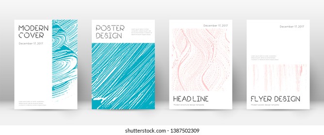 Cover page design template. Minimal brochure layout. Captivating trendy abstract cover page. Pink and blue grunge texture background. Shapely poster.