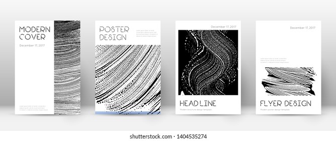 Cover page design template. Minimal brochure layout. Captivating trendy abstract cover page. Black and white grunge texture background. Popular poster.