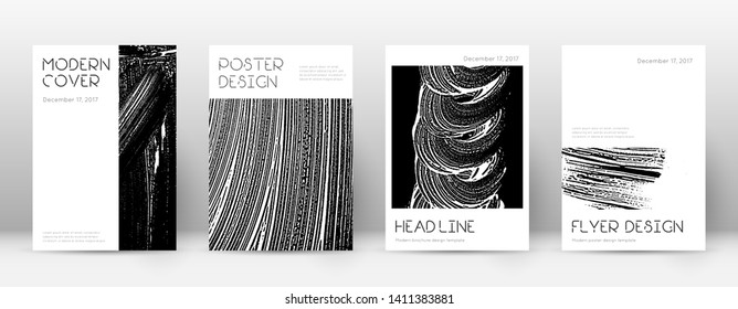 Cover page design template. Minimal brochure layout. Captivating trendy abstract cover page. Black and white grunge texture background. Juicy poster.