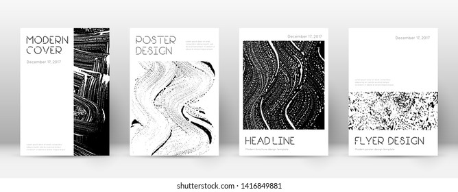 Cover page design template. Minimal brochure layout. Captivating trendy abstract cover page. Black and white grunge texture background. Memorable poster.