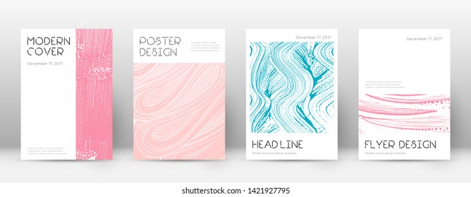 Cover page design template. Minimal brochure layout. Charming trendy abstract cover page. Pink and blue grunge texture background. Beauteous poster.