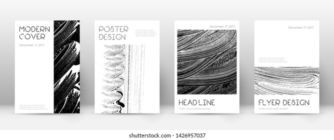 Cover page design template. Minimal brochure layout. Captivating trendy abstract cover page. Black and white grunge texture background. Fascinating poster.