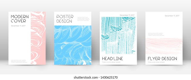 Cover page design template. Minimal brochure layout. Charming trendy abstract cover page. Pink and blue grunge texture background. Lovely poster.